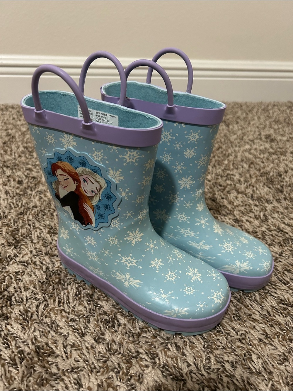 Disney Light Blue and Lavender Frozen Snowflake Rain Boots